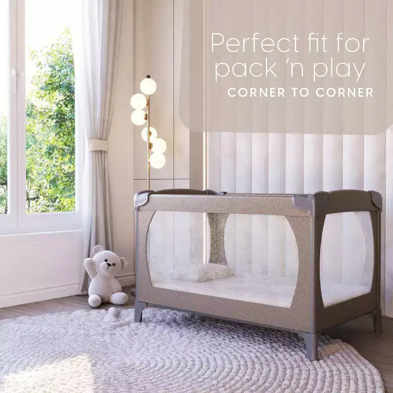 Cubrecolchón de espuma viscoelástica acolchado blanco para Pack 'n Play, 1 niño
