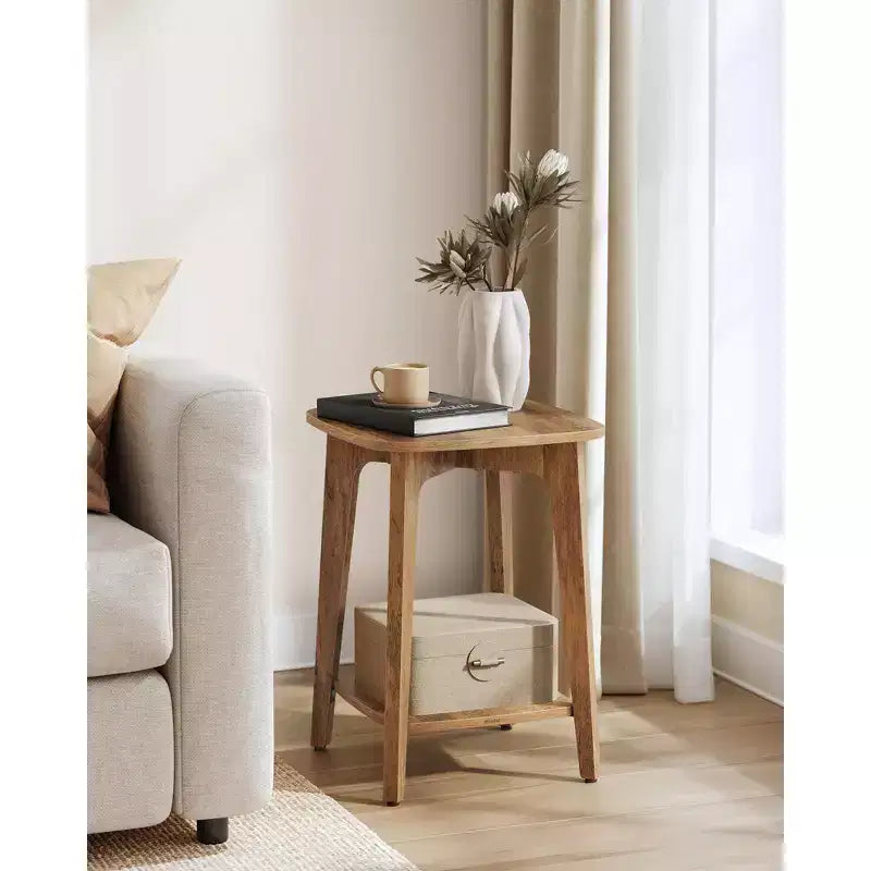 Mesa auxiliar cuadrada gris carbón/blanco nube/marrón miel con estante inferior, para 1
