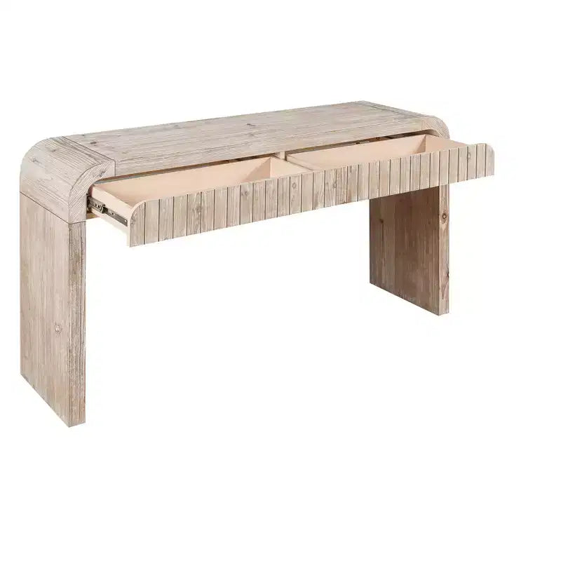 Mesa Consola de Madera Rústica Negra/Natural con 2 Cajones