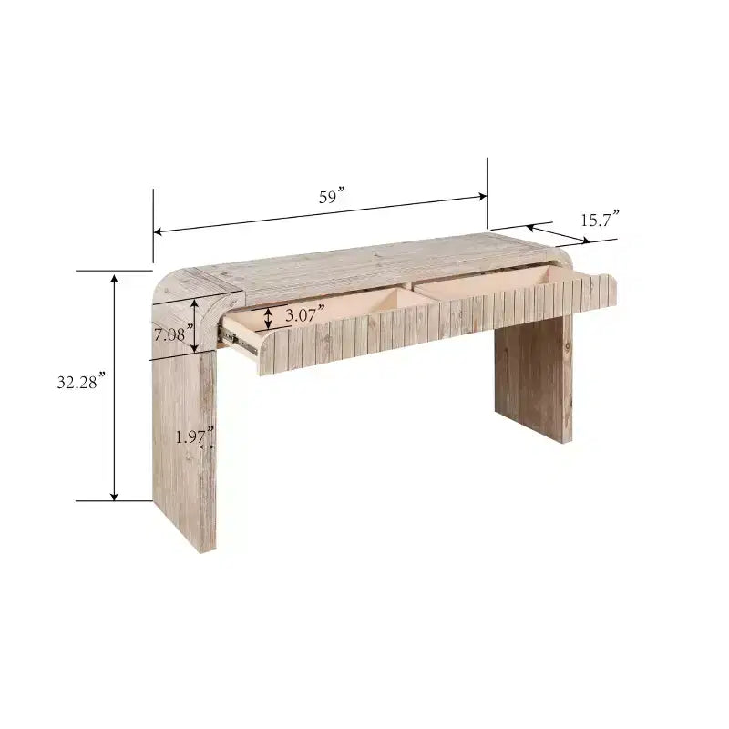 Mesa Consola de Madera Rústica Negra/Natural con 2 Cajones