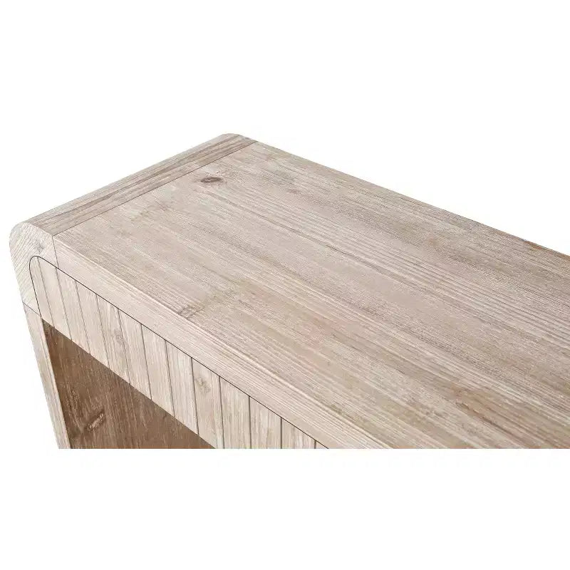 Mesa Consola de Madera Rústica Negra/Natural con 2 Cajones