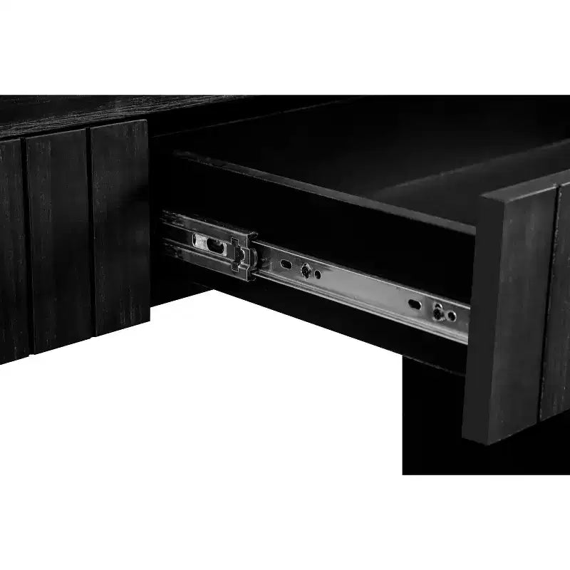 Mesa Consola de Madera Rústica Negra/Natural con 2 Cajones