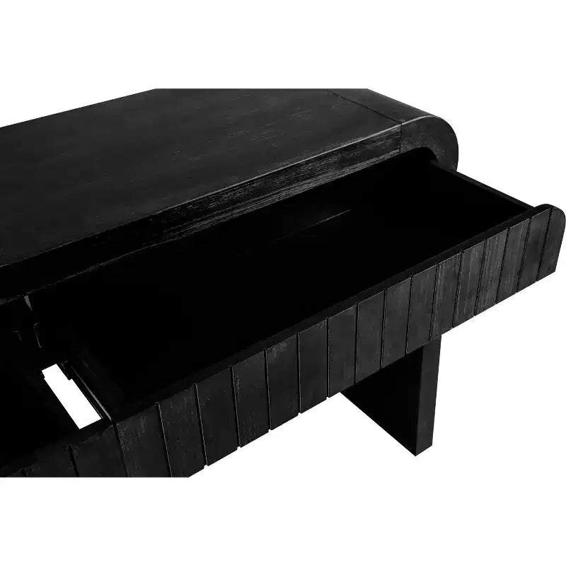 Mesa Consola de Madera Rústica Negra/Natural con 2 Cajones