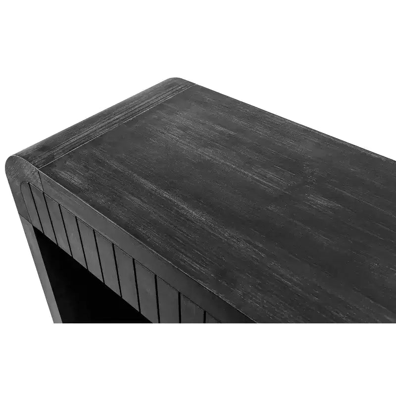 Mesa Consola de Madera Rústica Negra/Natural con 2 Cajones