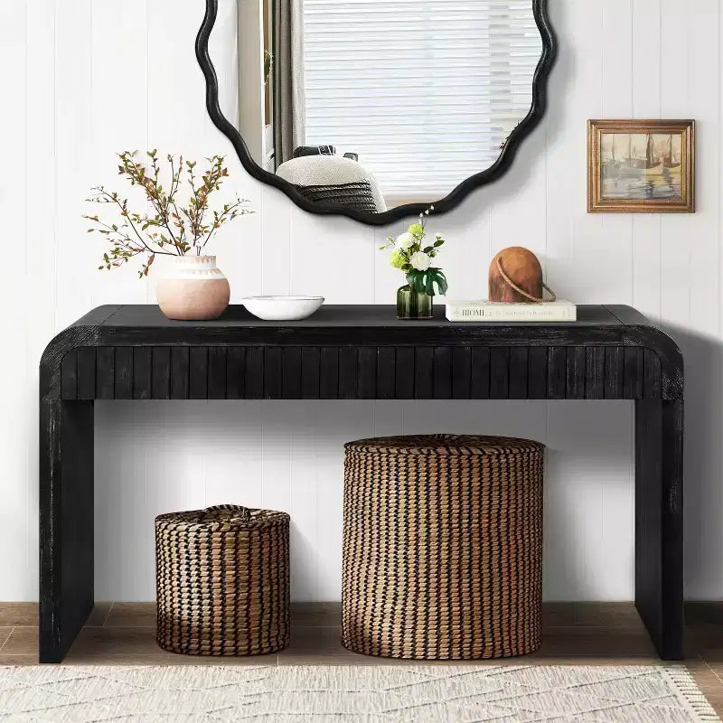 GDFStudio Meri Rustic 59'' Wood Console Table with Two Drawers