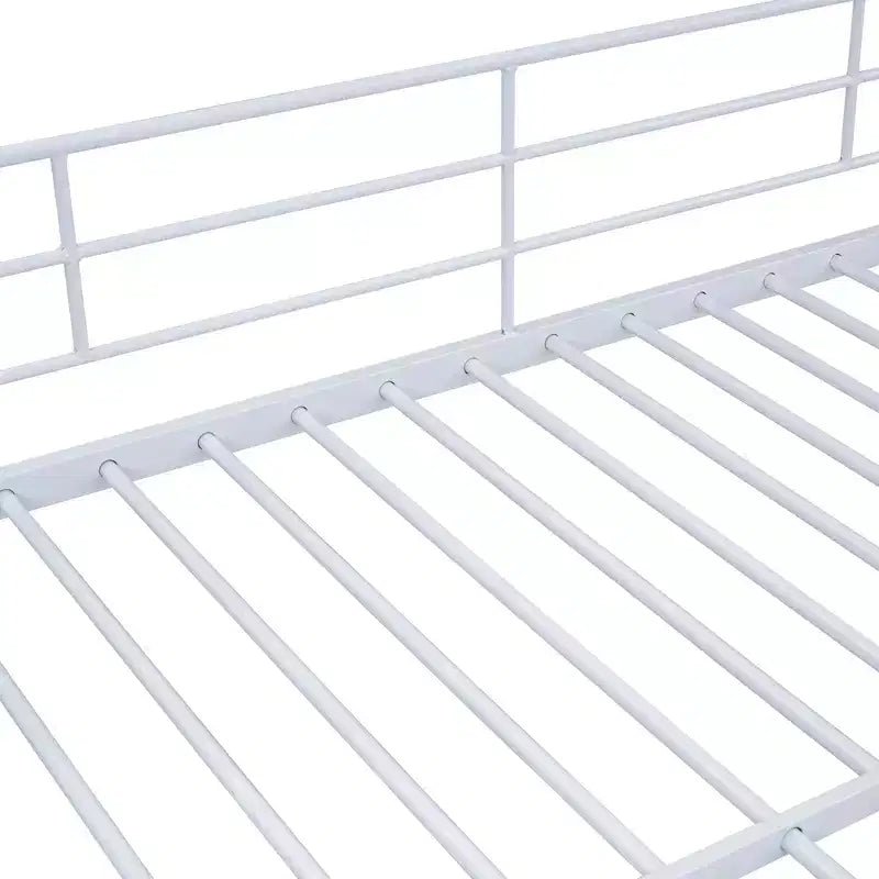 Litera de metal blanco/negro con escalera de almacenamiento y armario, para 2 personas