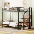 Whisen Stylish Design Metal Frame Bunk Bed with Lateral Storage Ladder and Wardrobe