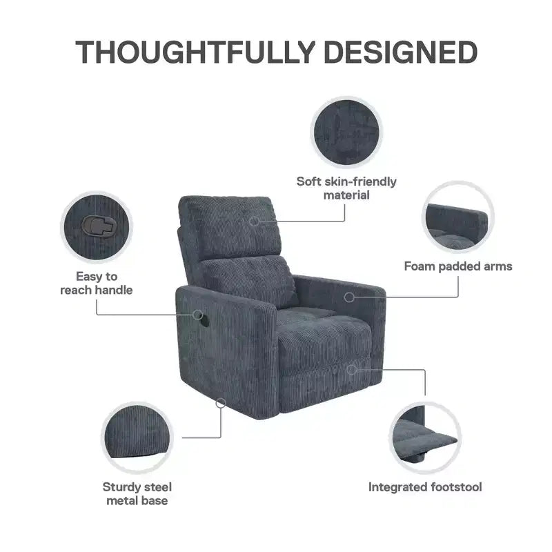 Sillón reclinable giratorio con respaldo reclinable, asiento individual