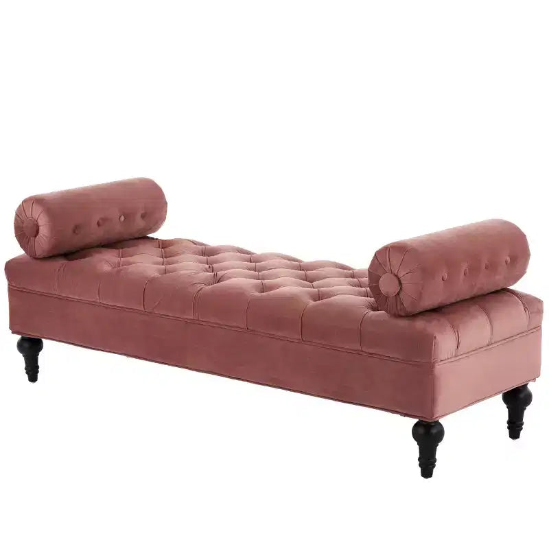 Banco de terciopelo para pie de cama con 2 almohadas, beige/verde/rosa/amarillo, para 1 persona
