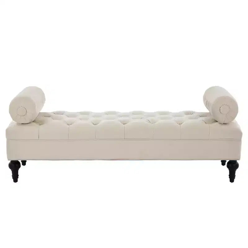 Banco de terciopelo para pie de cama con 2 almohadas, beige/verde/rosa/amarillo, para 1 persona