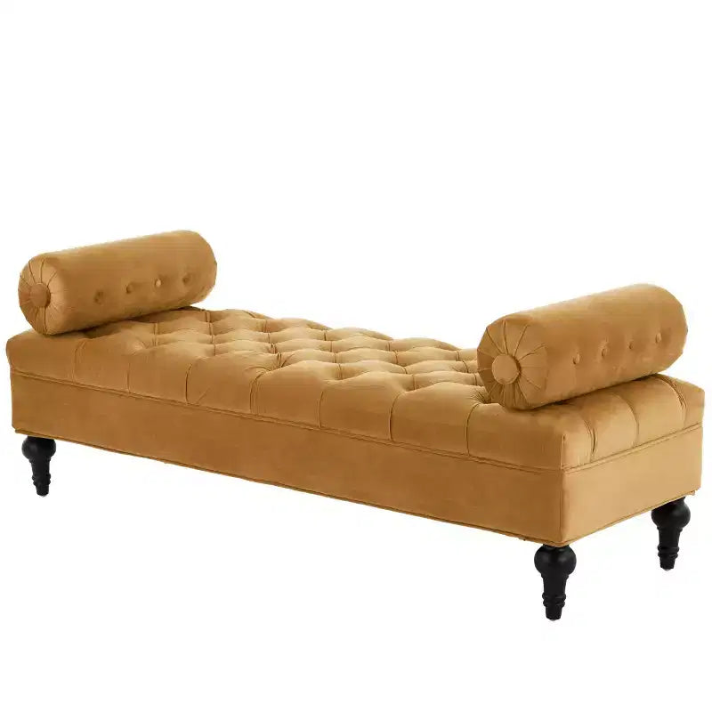 Banco de terciopelo para pie de cama con 2 almohadas, beige/verde/rosa/amarillo, para 1 persona