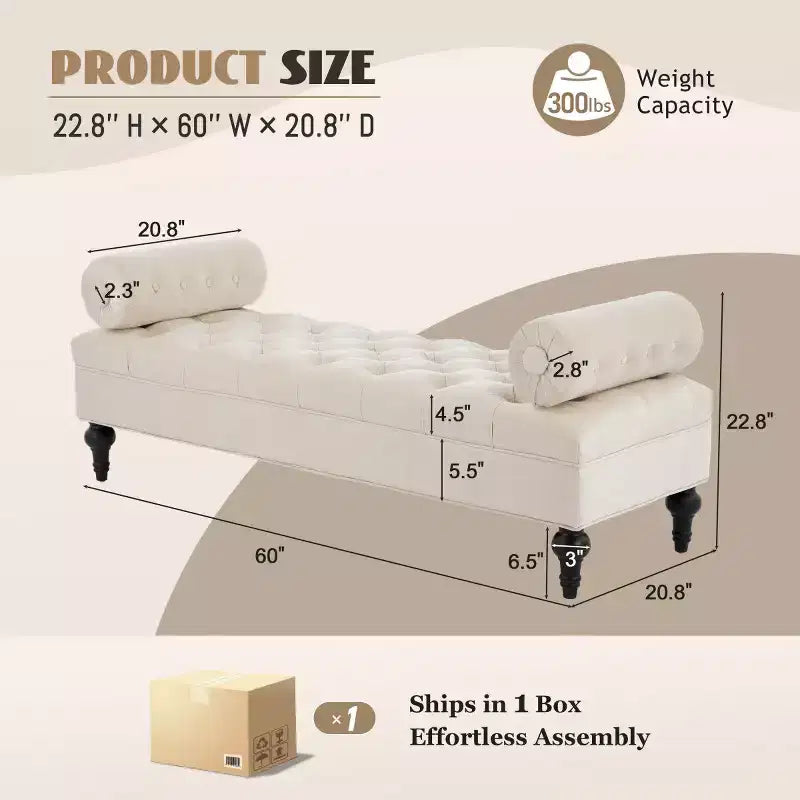 Banco de terciopelo para pie de cama con 2 almohadas, beige/verde/rosa/amarillo, para 1 persona