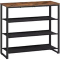 ACOINEL 4 Tier Shoe Rack, Industrial Shoe Storage Organizer with 3 Oxford Fabric Shelves & Top Panel, Holds 12-16 Pairs of Shoes