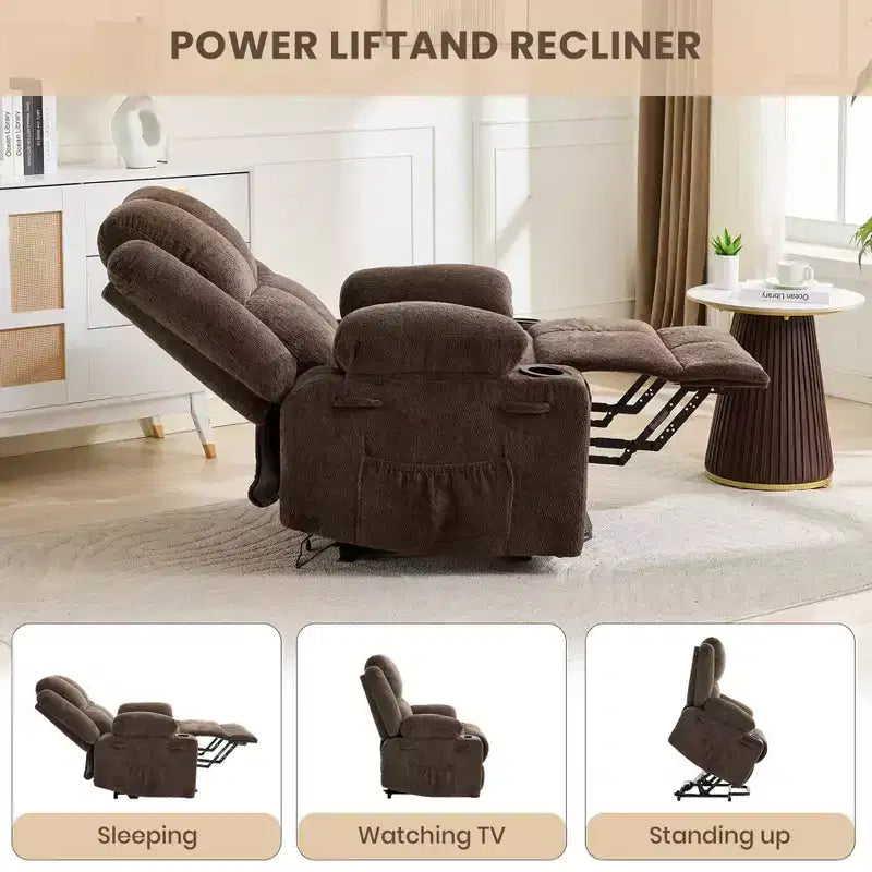 Sillón reclinable eléctrico azul/marrón – Un asiento, calor y masaje