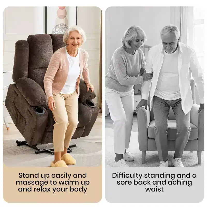 Sillón reclinable eléctrico azul/marrón – Un asiento, calor y masaje