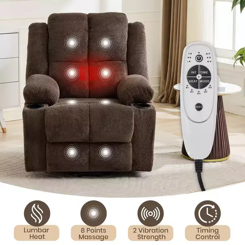 Sillón reclinable eléctrico azul/marrón – Un asiento, calor y masaje