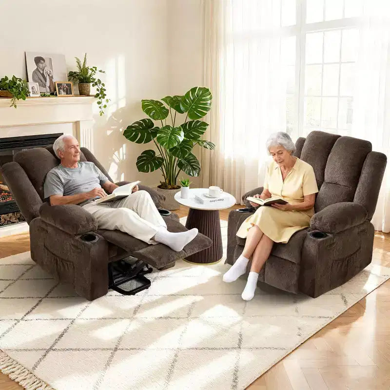 Sillón reclinable eléctrico azul/marrón – Un asiento, calor y masaje