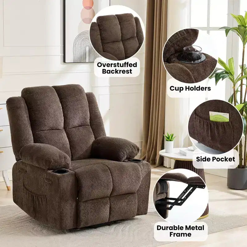 Sillón reclinable eléctrico azul/marrón – Un asiento, calor y masaje