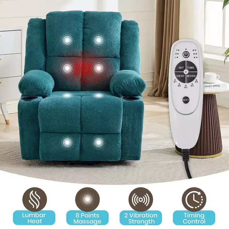 Sillón reclinable eléctrico azul/marrón – Un asiento, calor y masaje