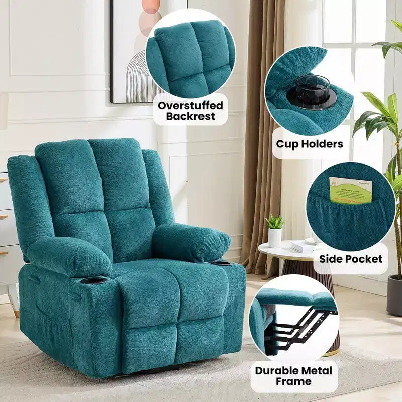 Sillón reclinable eléctrico azul/marrón – Un asiento, calor y masaje
