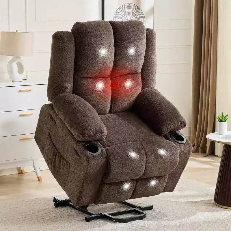 Sillón reclinable eléctrico azul/marrón – Un asiento, calor y masaje
