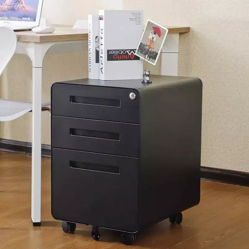 Archivador metálico rodante de 3 cajones con cerradura – Azul / Negro mate / Naranja / Blanco
