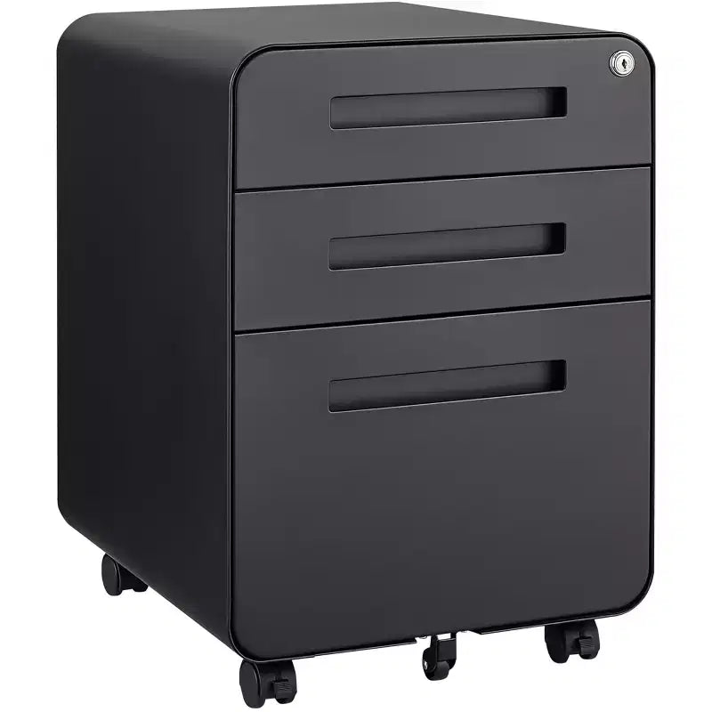 Archivador metálico rodante de 3 cajones con cerradura – Azul / Negro mate / Naranja / Blanco