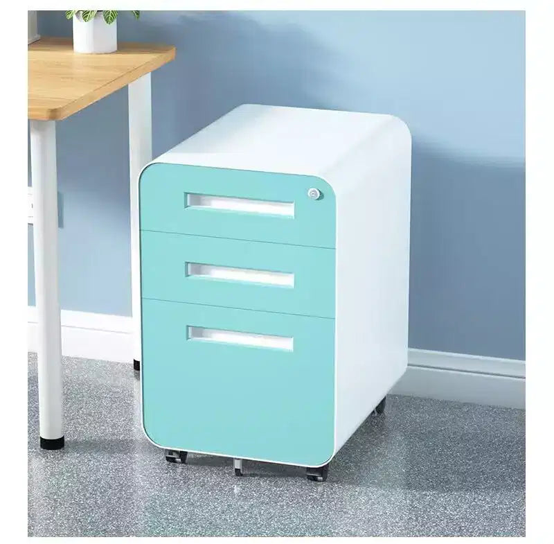 Archivador metálico rodante de 3 cajones con cerradura – Azul / Negro mate / Naranja / Blanco