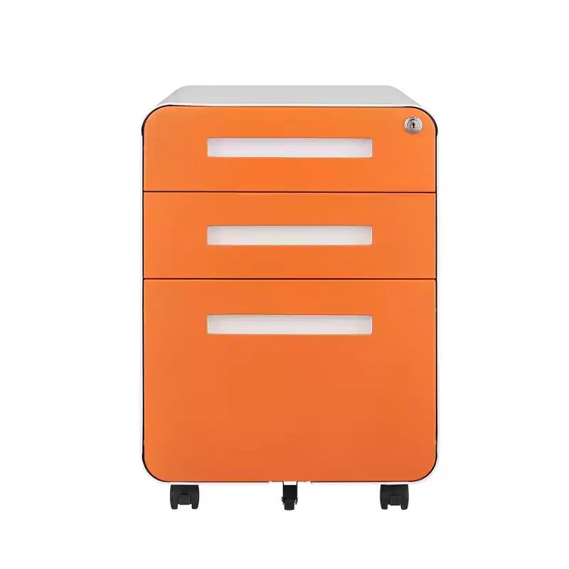 Archivador metálico rodante de 3 cajones con cerradura – Azul / Negro mate / Naranja / Blanco