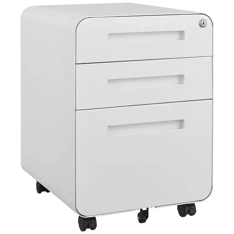 Archivador metálico rodante de 3 cajones con cerradura – Azul / Negro mate / Naranja / Blanco