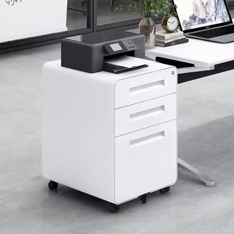 Archivador metálico rodante de 3 cajones con cerradura – Azul / Negro mate / Naranja / Blanco