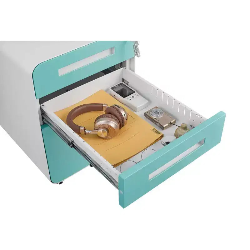 Archivador metálico rodante de 3 cajones con cerradura – Azul / Negro mate / Naranja / Blanco
