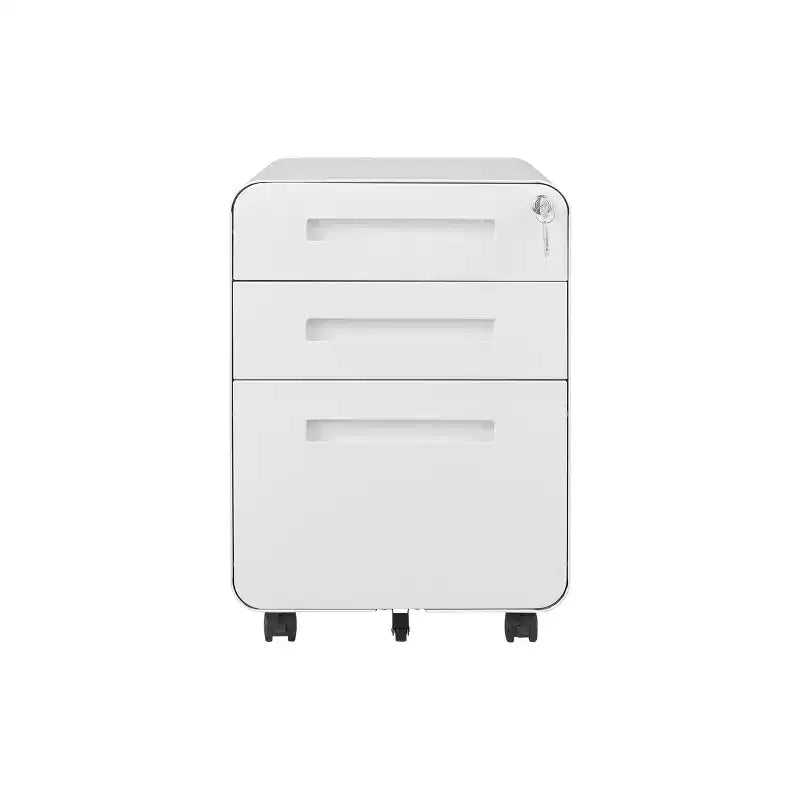 Archivador metálico rodante de 3 cajones con cerradura – Azul / Negro mate / Naranja / Blanco