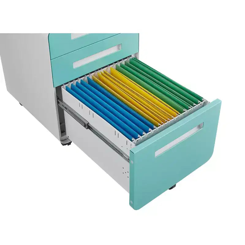 Archivador metálico rodante de 3 cajones con cerradura – Azul / Negro mate / Naranja / Blanco