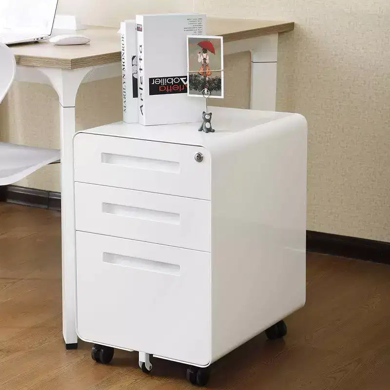 Archivador metálico rodante de 3 cajones con cerradura – Azul / Negro mate / Naranja / Blanco