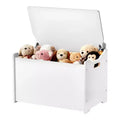VIYET 21 Wooden Kids Storage Bench - Backrest, Safety Hinge, Large Capacity,White
