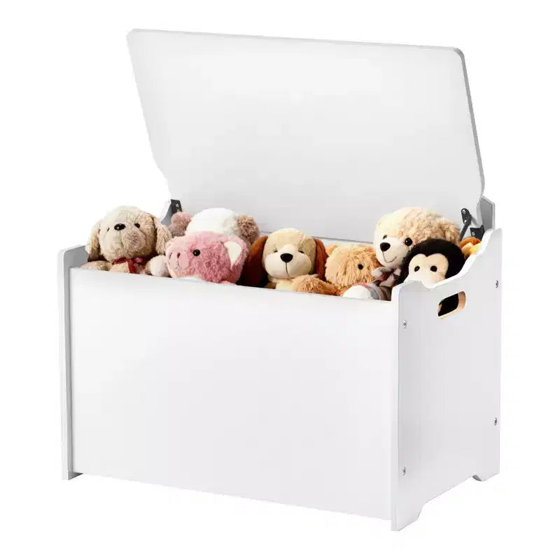 VIYET 21 Wooden Kids Storage Bench - Backrest, Safety Hinge, Large Capacity,White