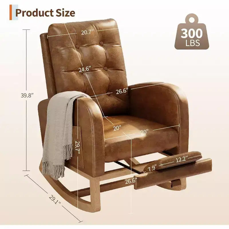 Mecedora Planeadora de Respaldo Alto, Tela Teddy/Lino/PU, Asiento Individual, con o sin Reposapiés