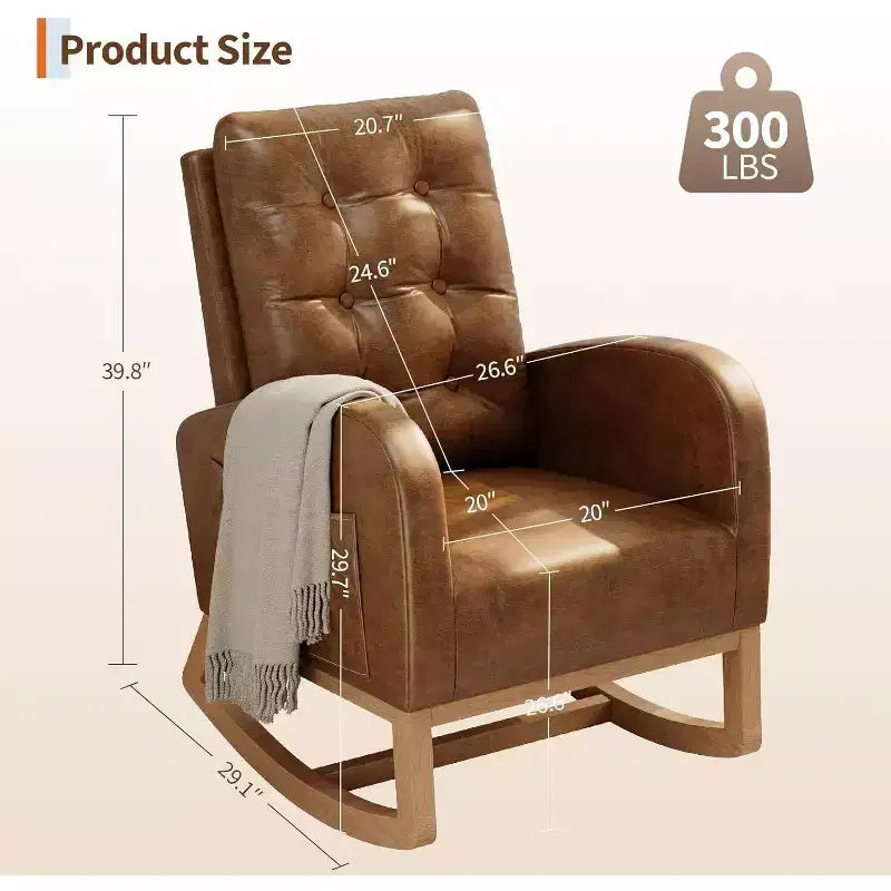 Mecedora Planeadora de Respaldo Alto, Tela Teddy/Lino/PU, Asiento Individual, con o sin Reposapiés