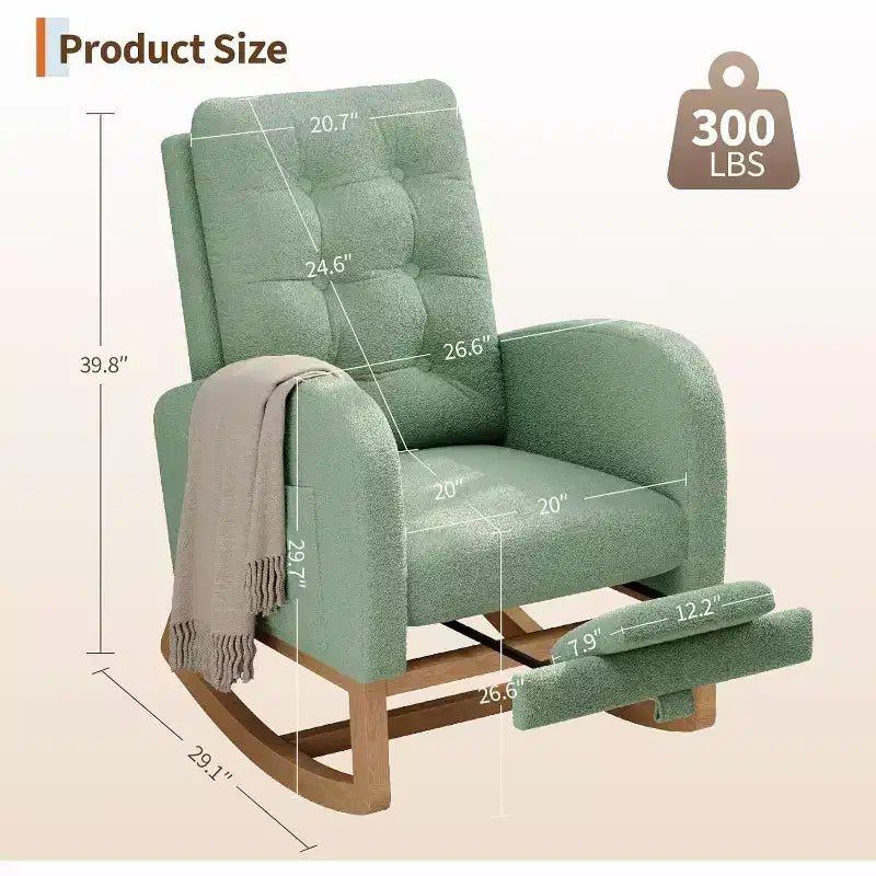 Mecedora Planeadora de Respaldo Alto, Tela Teddy/Lino/PU, Asiento Individual, con o sin Reposapiés
