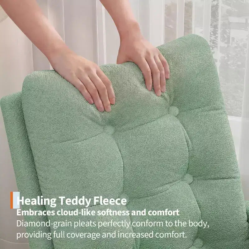 Mecedora Planeadora de Respaldo Alto, Tela Teddy/Lino/PU, Asiento Individual, con o sin Reposapiés