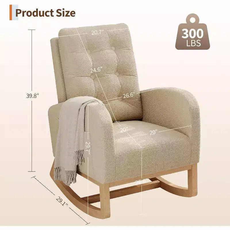 Mecedora Planeadora de Respaldo Alto, Tela Teddy/Lino/PU, Asiento Individual, con o sin Reposapiés