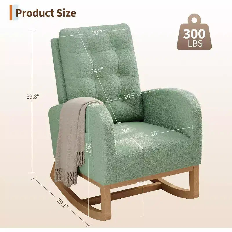 Mecedora Planeadora de Respaldo Alto, Tela Teddy/Lino/PU, Asiento Individual, con o sin Reposapiés