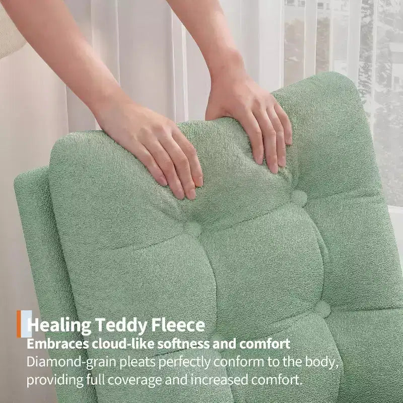 Mecedora Planeadora de Respaldo Alto, Tela Teddy/Lino/PU, Asiento Individual, con o sin Reposapiés