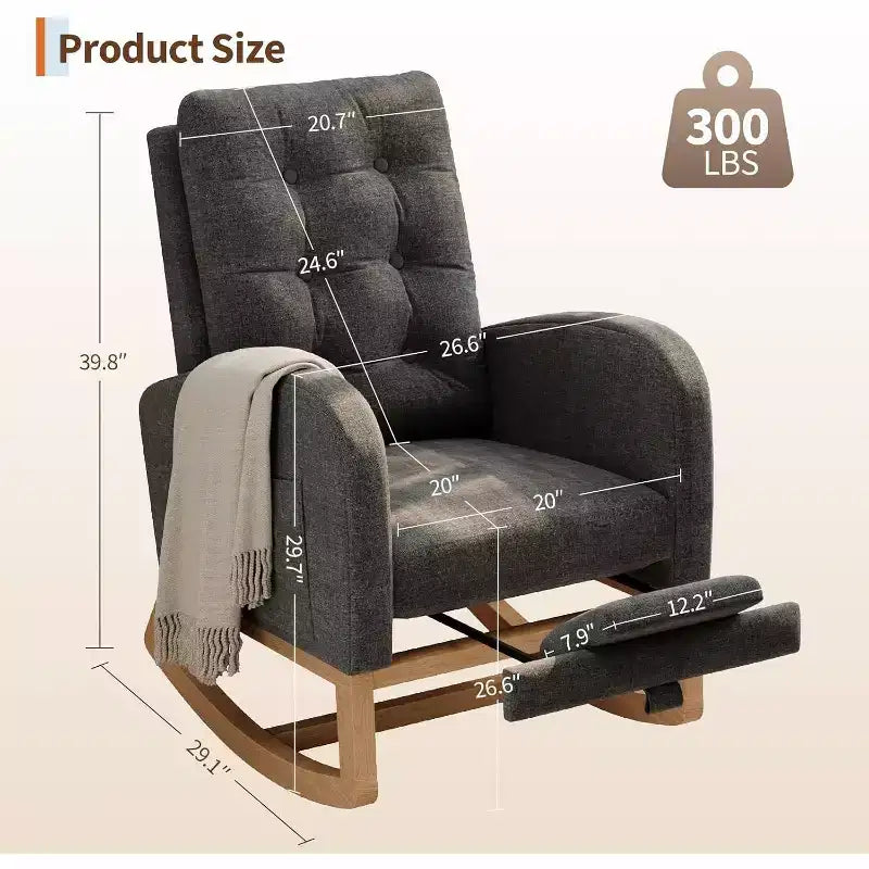 Mecedora Planeadora de Respaldo Alto, Tela Teddy/Lino/PU, Asiento Individual, con o sin Reposapiés