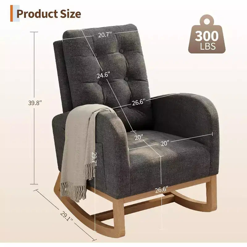 Mecedora Planeadora de Respaldo Alto, Tela Teddy/Lino/PU, Asiento Individual, con o sin Reposapiés