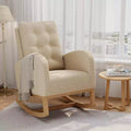 Cozy High-Back Nursery Rocking Chair with Footrest, Upholstered Glider Armchair for Living Room in Teddy, Linen or PU