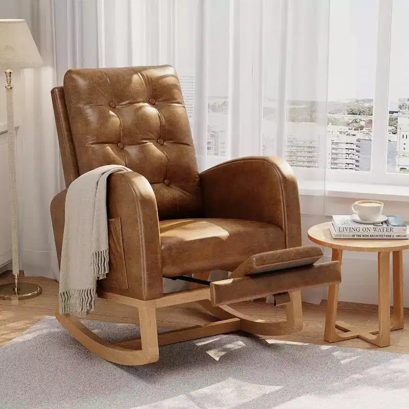 Mecedora Planeadora de Respaldo Alto, Tela Teddy/Lino/PU, Asiento Individual, con o sin Reposapiés