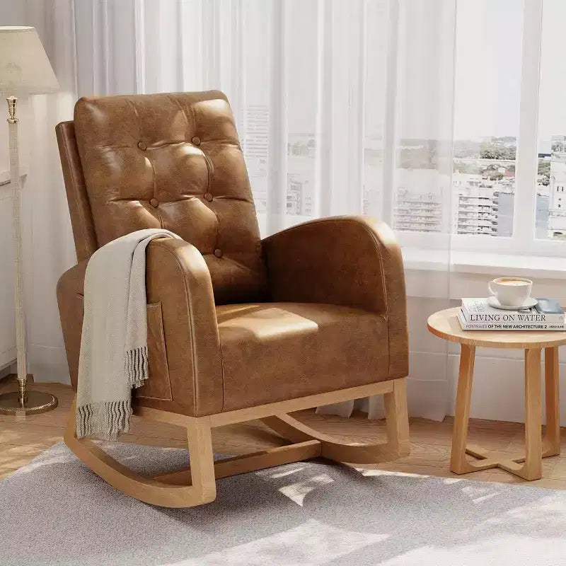 Mecedora Planeadora de Respaldo Alto, Tela Teddy/Lino/PU, Asiento Individual, con o sin Reposapiés