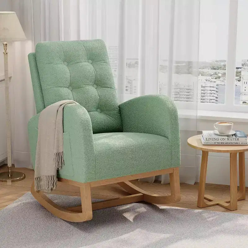 Mecedora Planeadora de Respaldo Alto, Tela Teddy/Lino/PU, Asiento Individual, con o sin Reposapiés